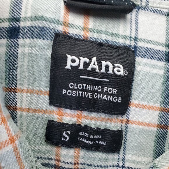 Prana Shirt Womens Small Green Plaid Flannel Organic Cotton Button Up - Picture 2 of 9